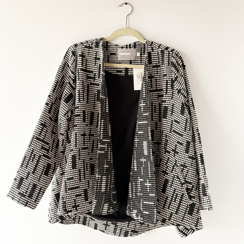 NWT Hunter Bell Kate Coat Speckle Black White Swing M Medium